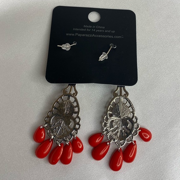 Paparazzi Earring / Fruity Tropics / Red - Picture 3 of 7